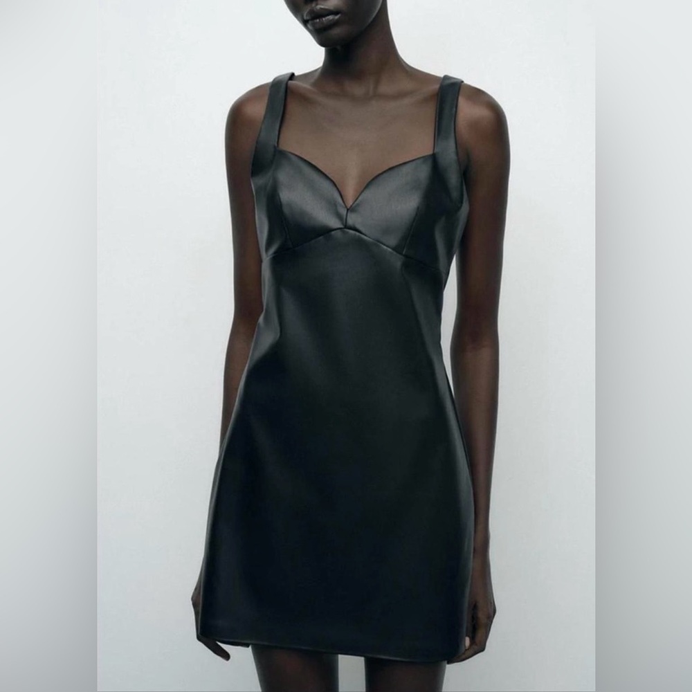 Zara faux leather mini dress